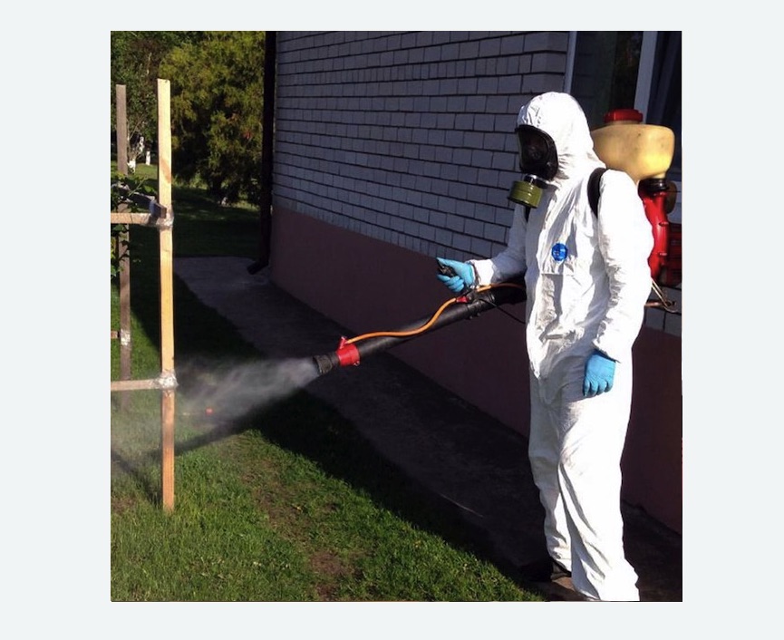 травля клещей на участке в Каспийске